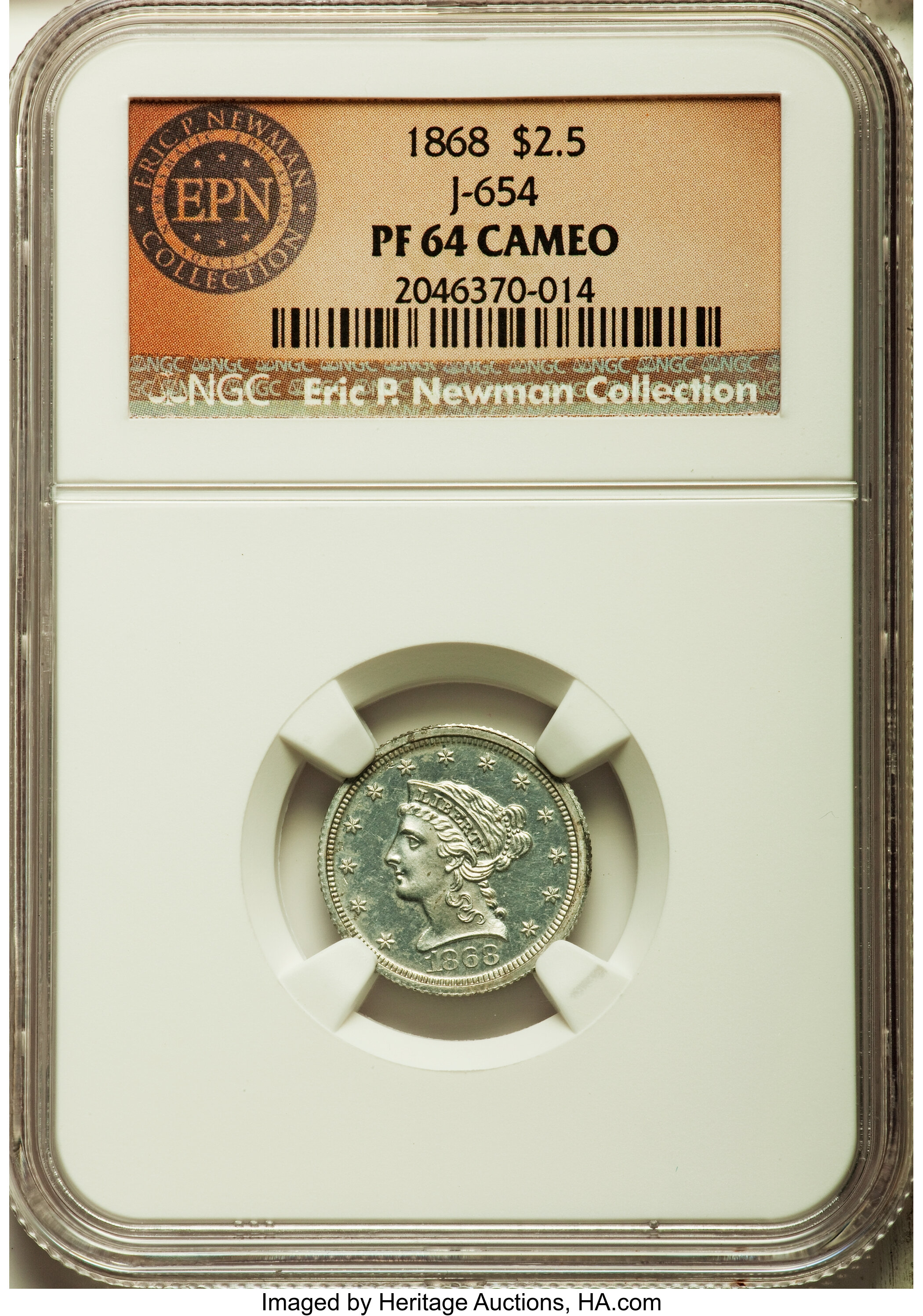 image for: 1868 $2 1/2 Quarter Eagle, Judd-654, Pollock-727, Low R.7, PR64 Cameo NGC....