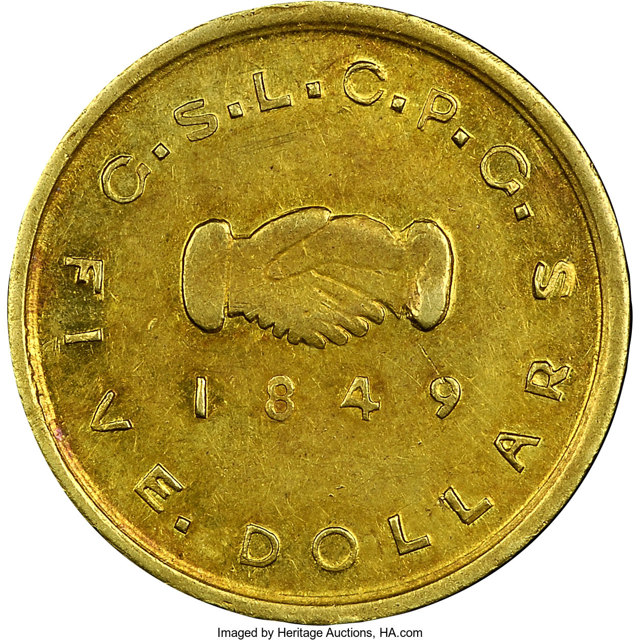 image for: 1849 $5 Mormon Five Dollar MS61 NGC. K-2, R.5....