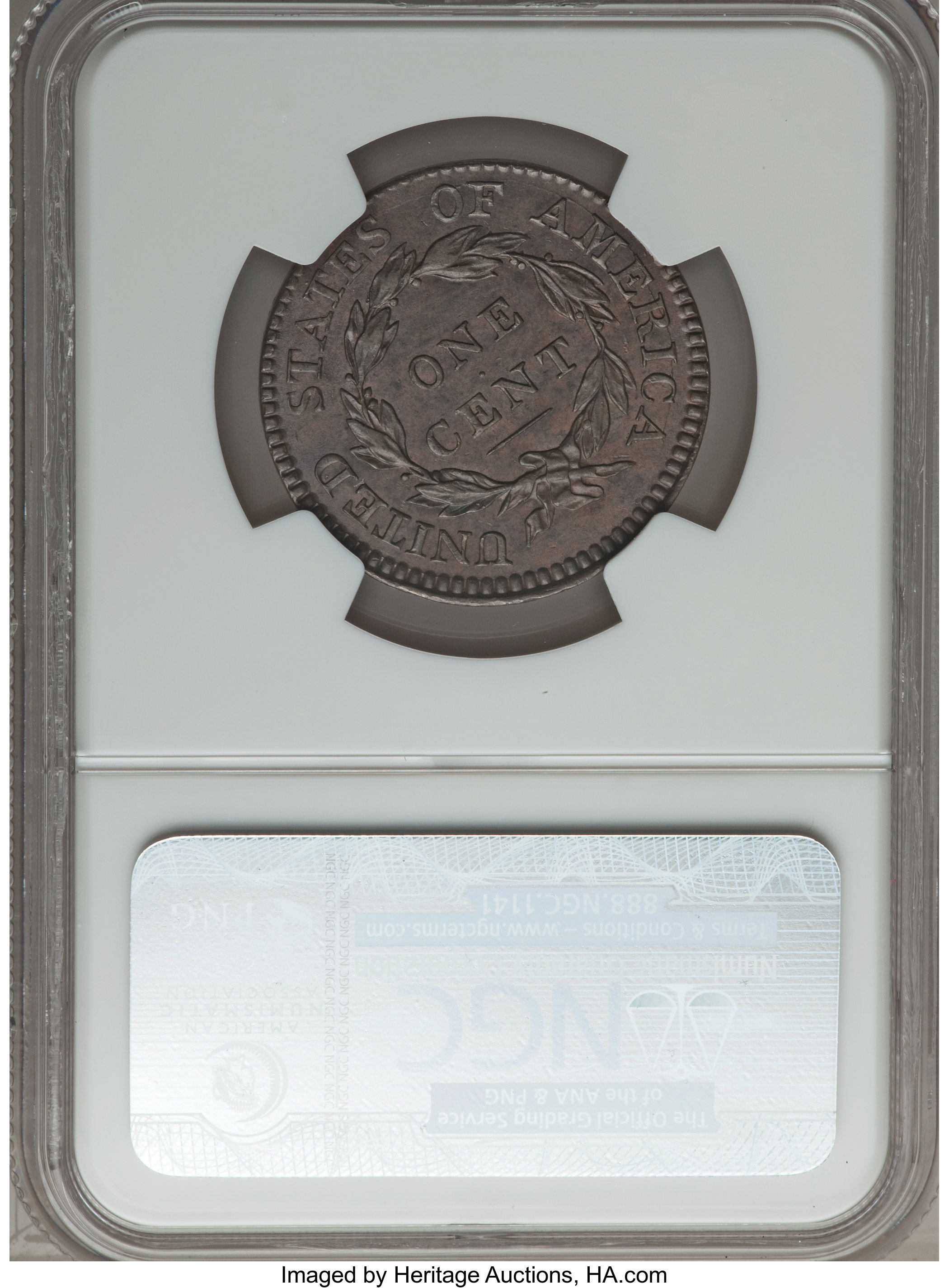 image for: 1817 1C 13 Stars, N-9, R.2, MS62 Brown NGC. Our EAC Grade AU50. Ex: "Col." E.H.R. Green. A wide space between the 81 in the...