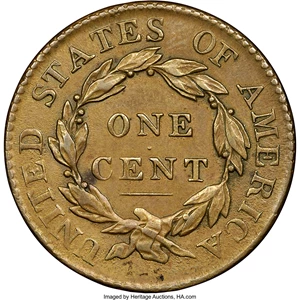 image for: 1819/(8) 1C Large Date, N-2, R.1, AU55 NGC. Our EAC Grade XF40. This variety has a less obvious overdate than N-1, with the...
