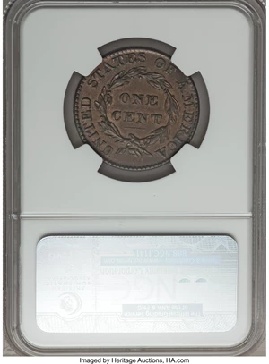 image for: 1824 1C N-2, R.2, AU55 NGC. CAC. Our EAC Grade AU50. Ex: "Col." E.H.R. Green. A chocolate-brown Choice AU example with ligh...