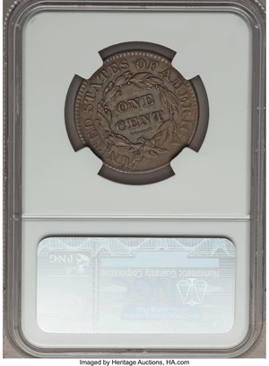 image for: 1830 1C Large Letters, N-4, R.2, XF40 NGC. Our EAC Grade VF25. Lengthy light cracks on both sides enable prompt attribution...