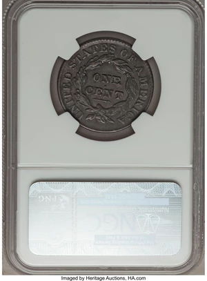 image for: 1831 1C Large Letters, N-6, R.1, AU53 NGC. Our EAC Grade VF35. The T in LIBERTY is low on the readily collectible Newcomb-6...