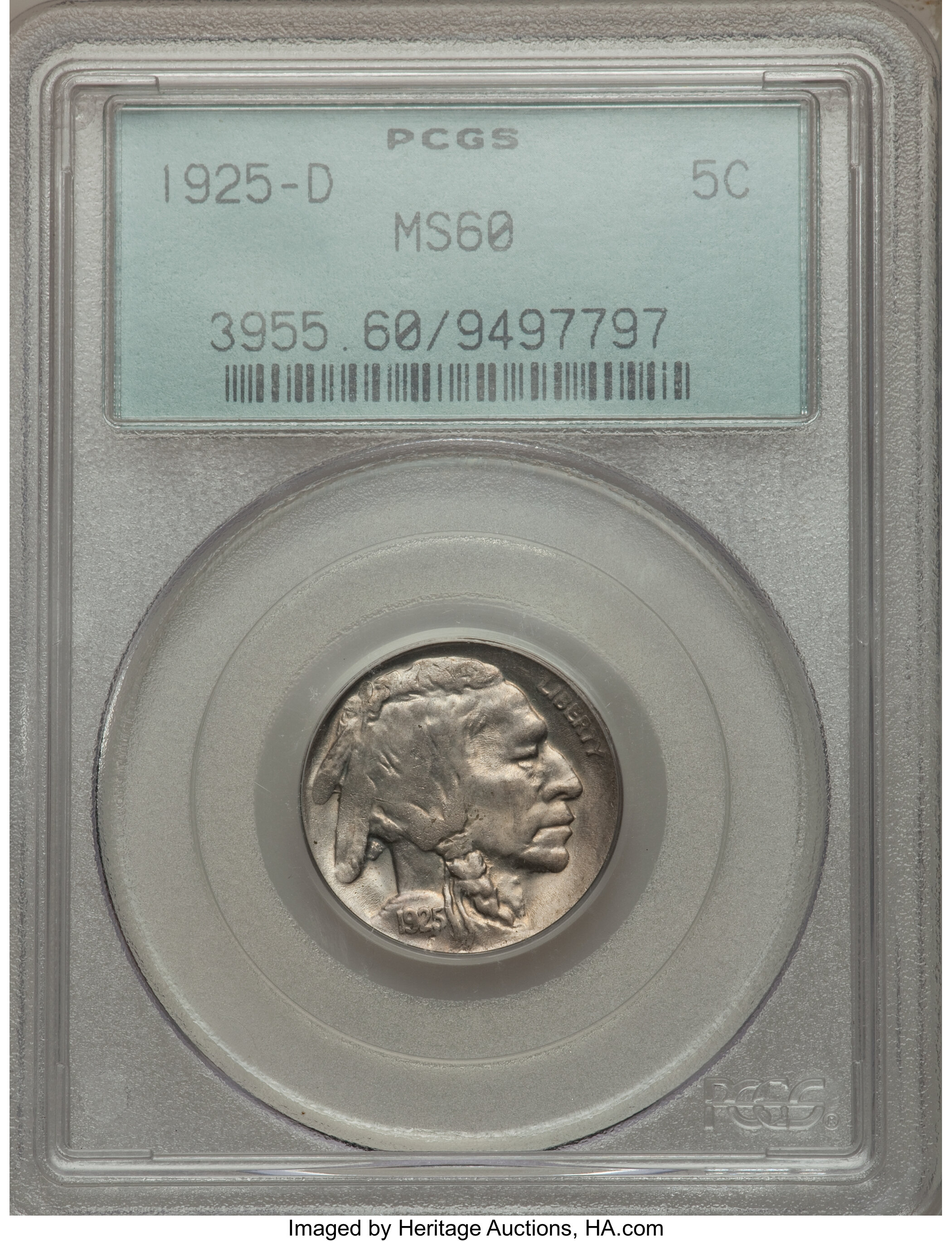 1925-D 5C MS60 PCGS. PCGS Population (5/736). NGC Census: (1/511). Mintage: 4,450,000. Numismedia Wsl. Price for problem fr...