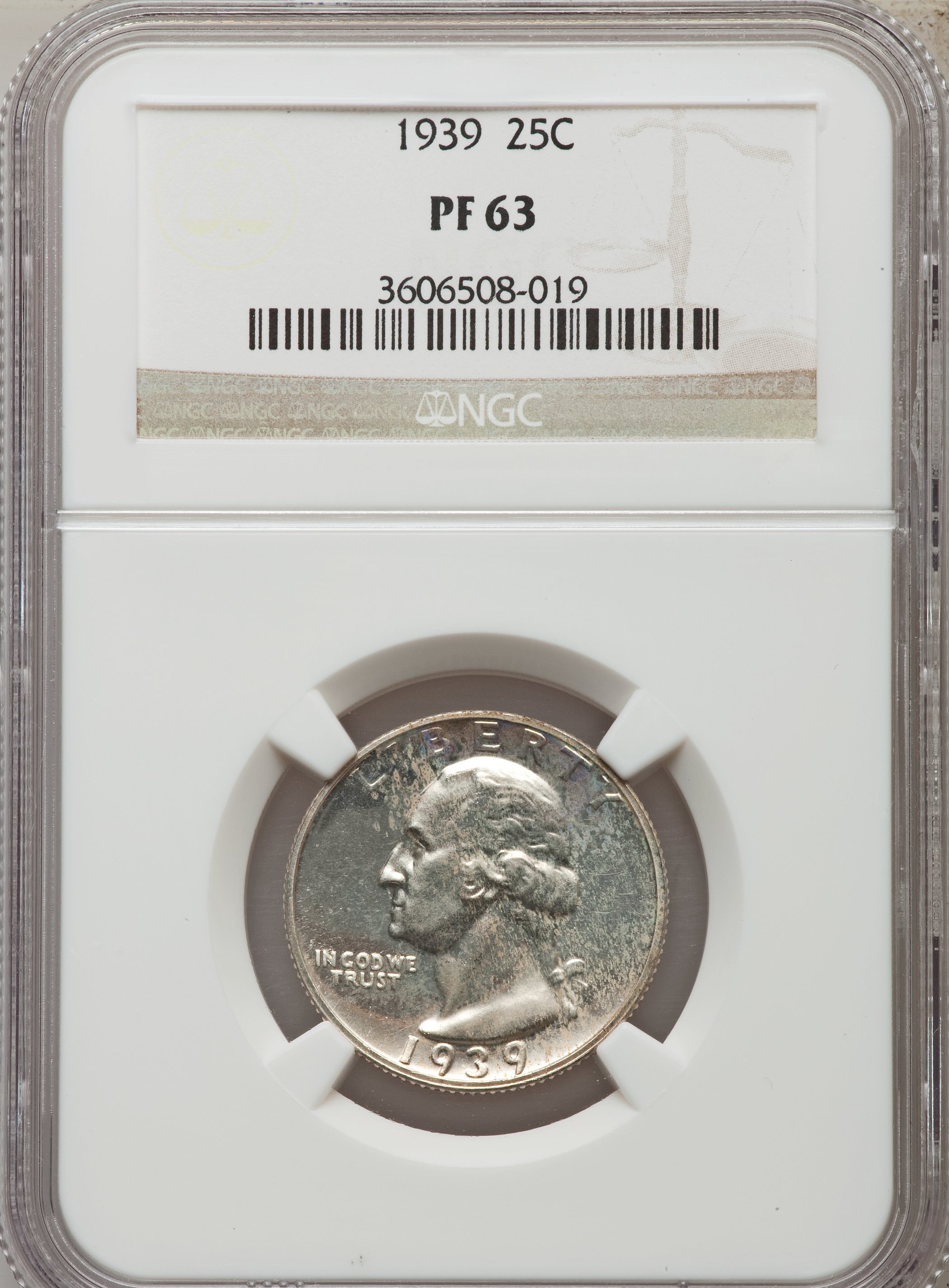 1939 25C PR63 NGC. NGC Census: (54/1126). PCGS Population (108/1696). Mintage: 8,795. Numismedia Wsl. Price for problem fre...