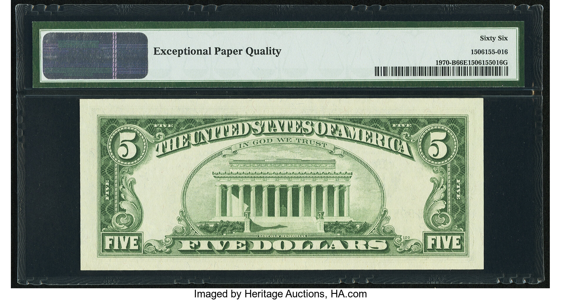 image for: Fr. 1970-B $5 1969A Federal Reserve Note. PMG Gem Uncirculated 66 EPQ....