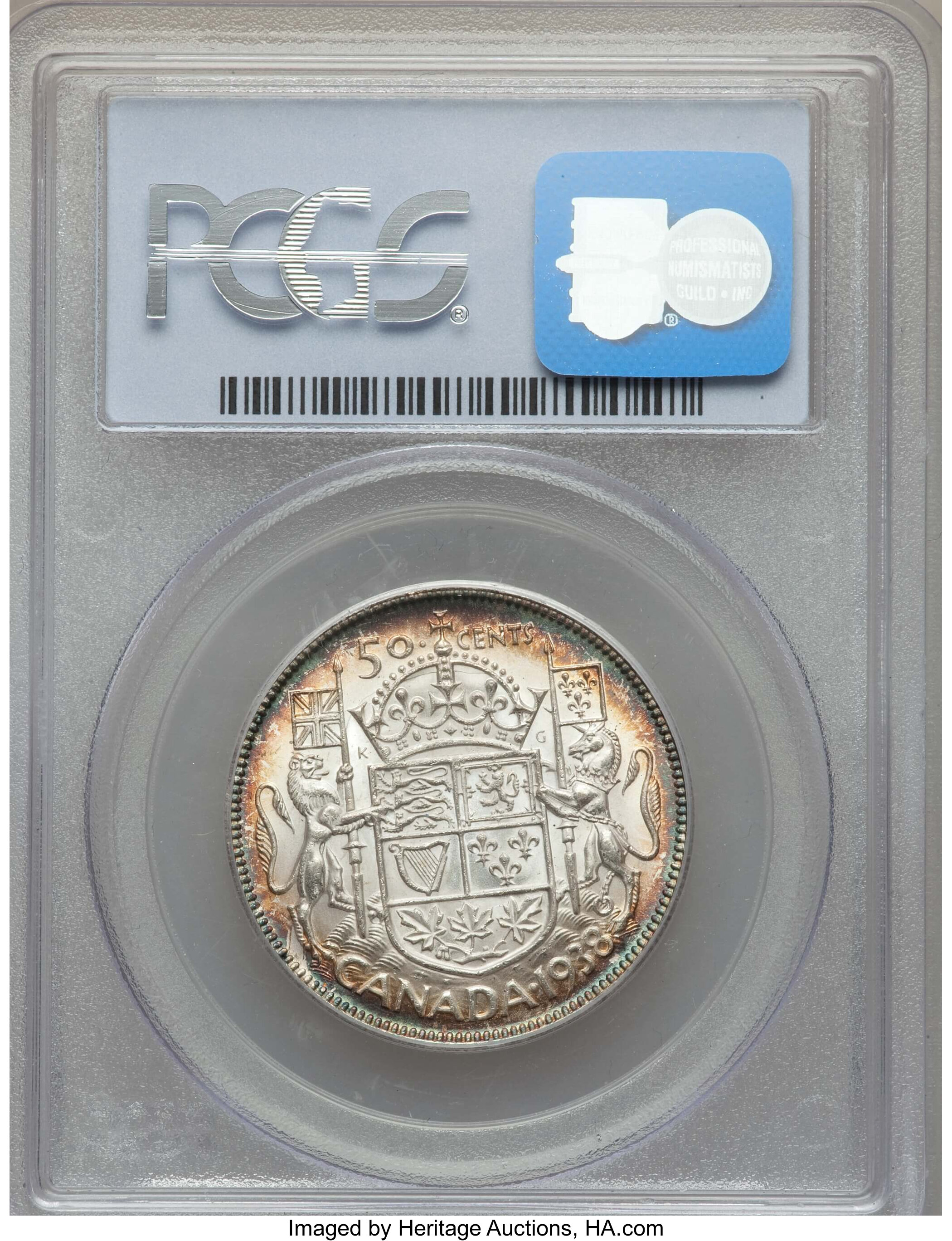 image for: George VI 50 Cents 1938 MS62 PCGS