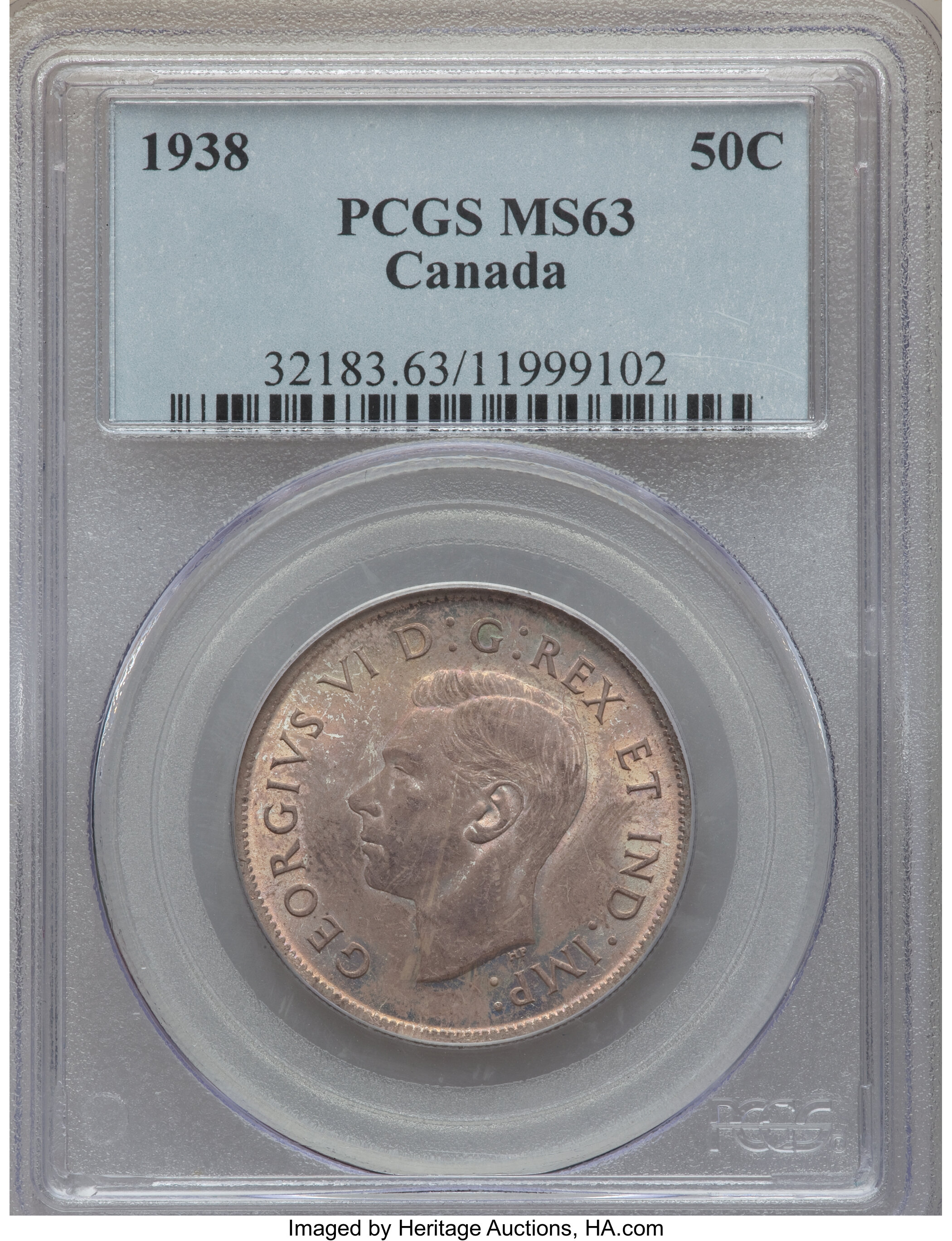 image for: George VI 50 Cents 1938 MS63 PCGS