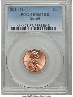 image for: 2010-D 1C MS67 Red PCGS....