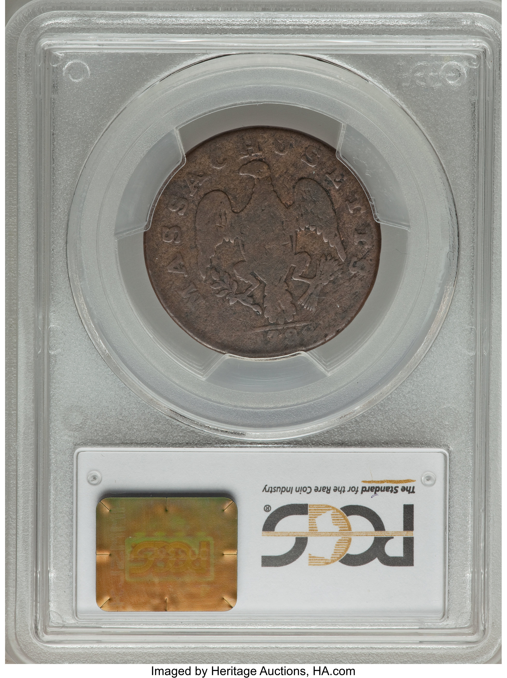1788 Cent Massachusetts, With Period MS BN AG3 BN CAC thumbnail 2