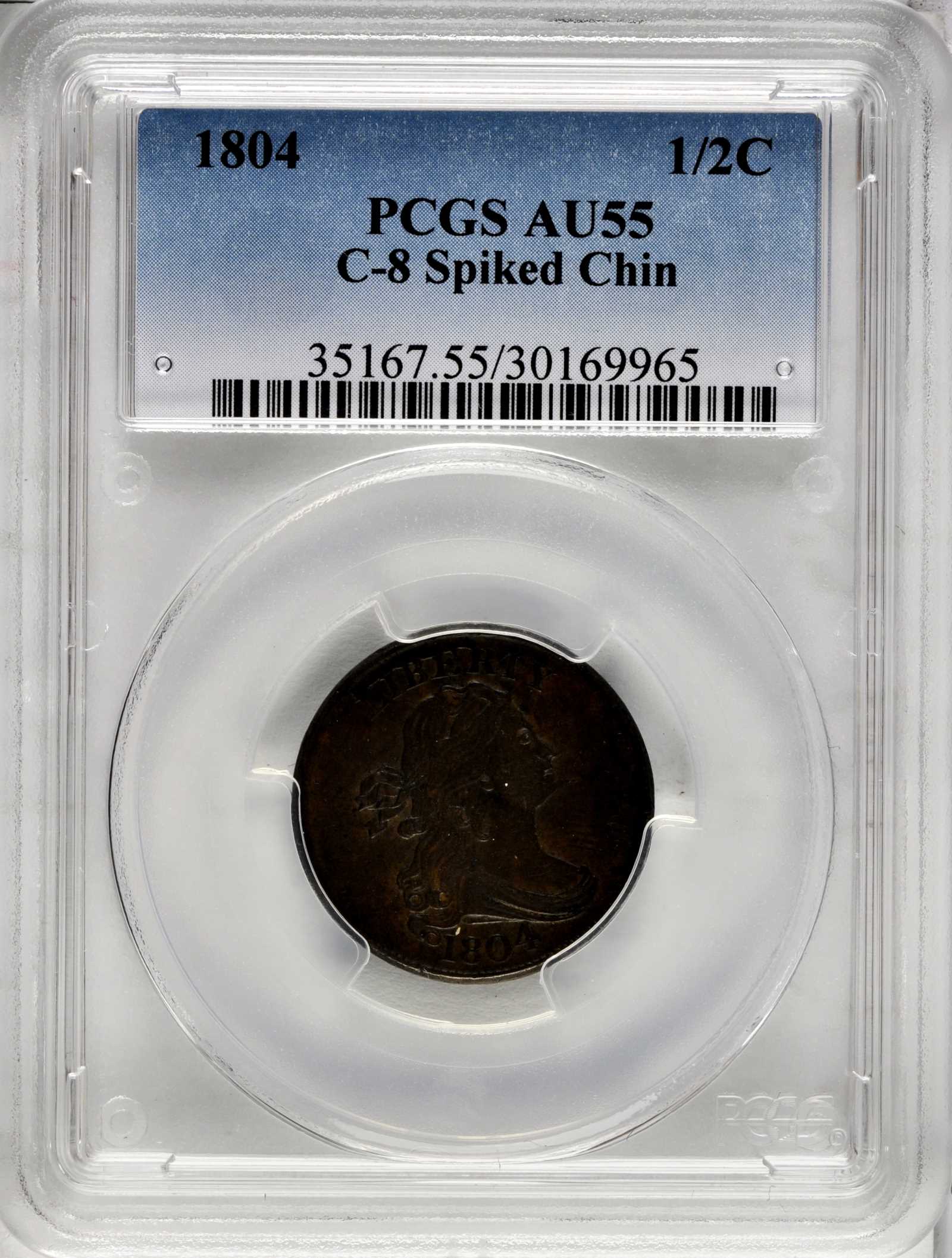 1804 1/2c Spiked Chin, C-8 MS BN XF45 BN thumbnail 19