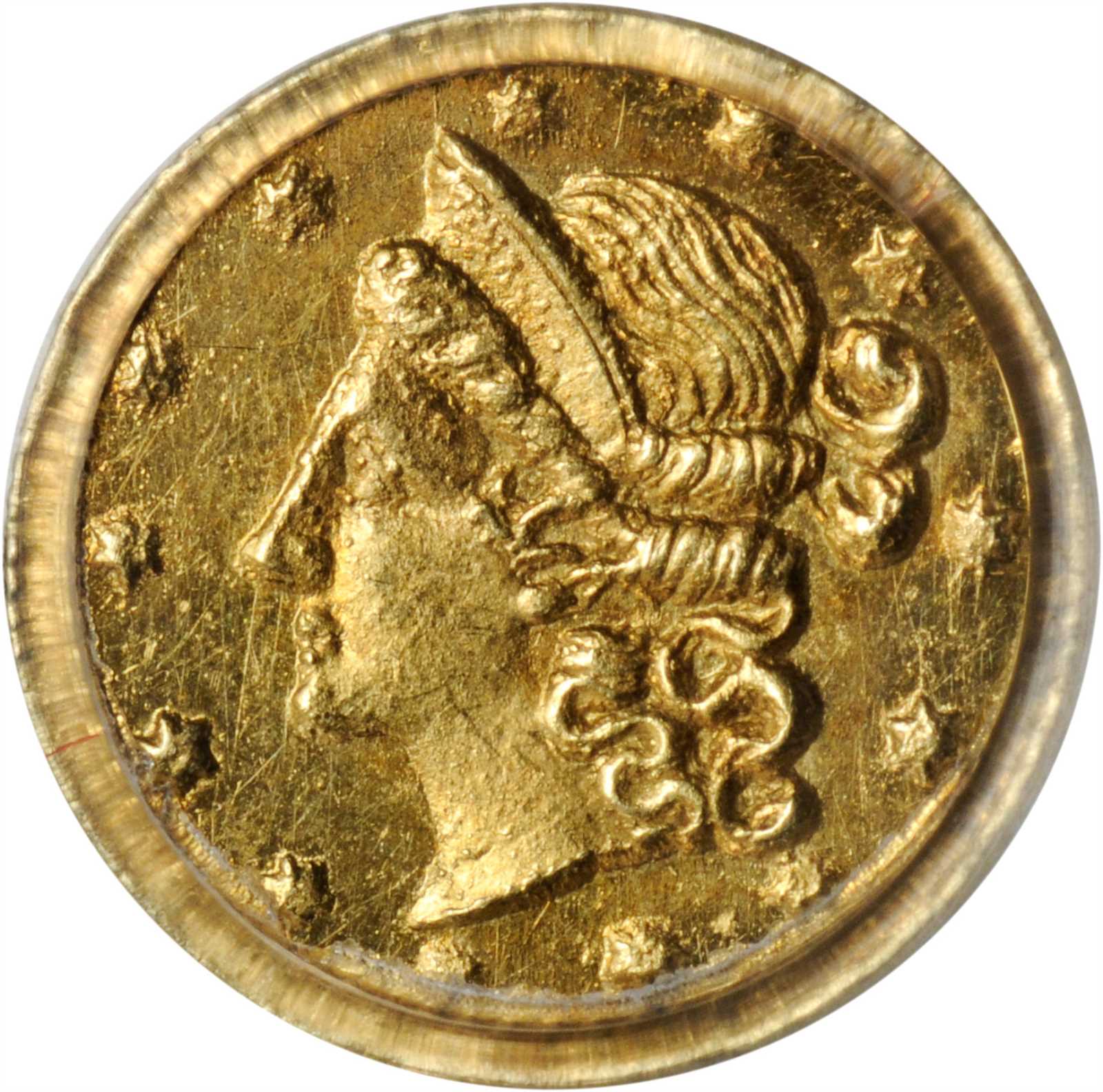 image for: 1853 Round 25 Cents. BG-214. Rarity-7-. Liberty Head. Unc Details--Bent (PCGS).