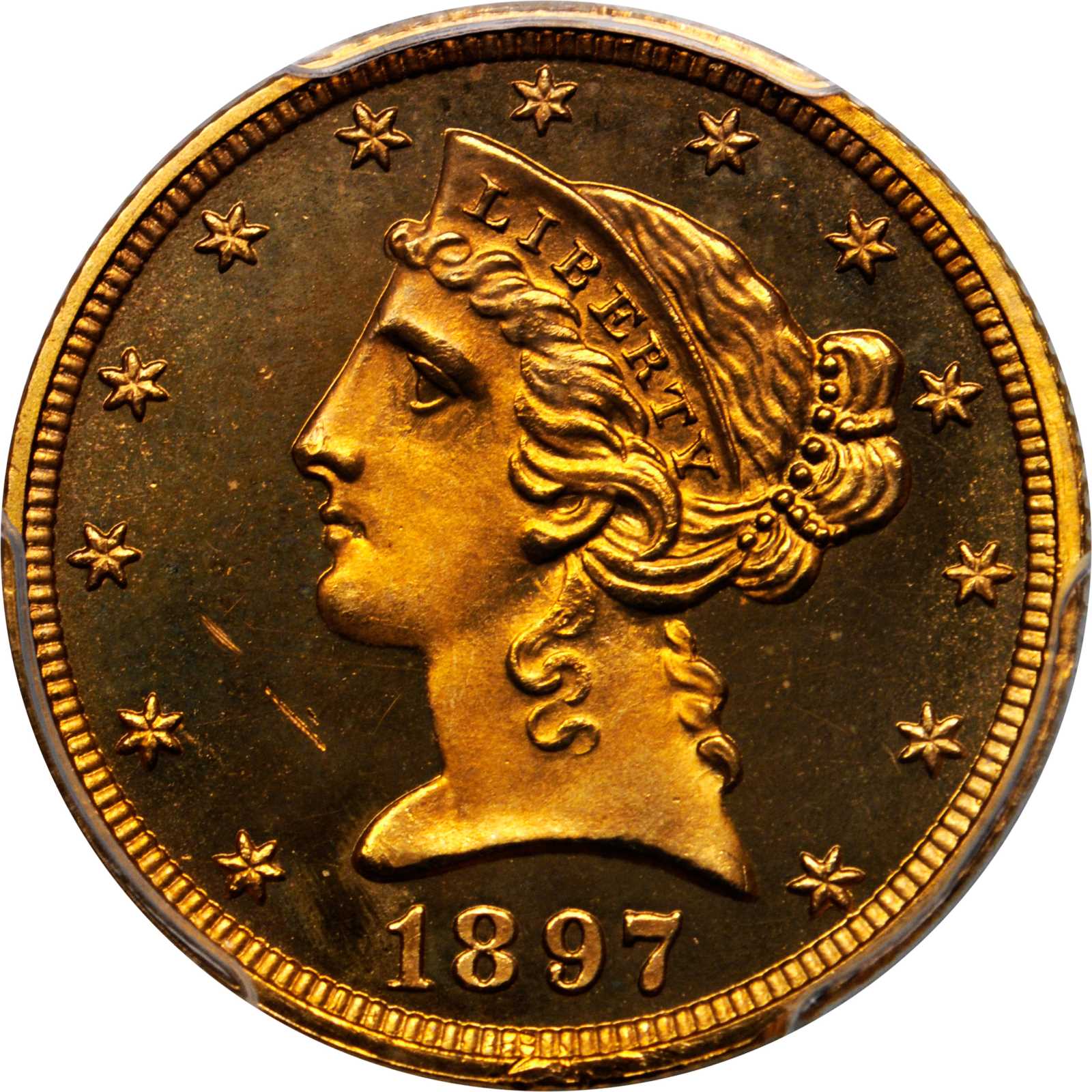 image for: 1897 Liberty Half Eagle. Proof-64 Cameo (PCGS).