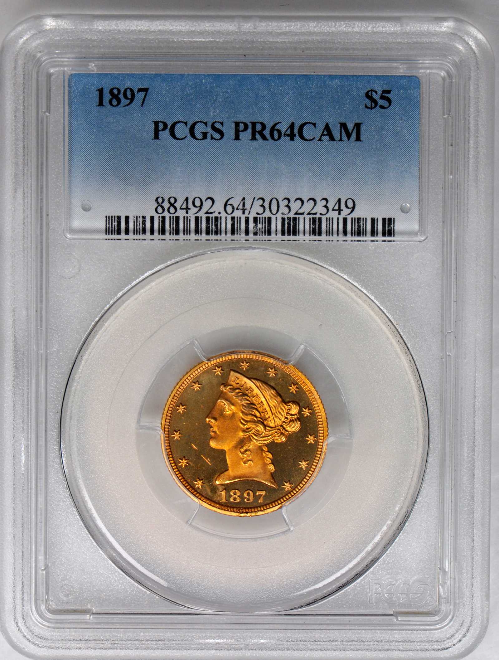 image for: 1897 Liberty Half Eagle. Proof-64 Cameo (PCGS).