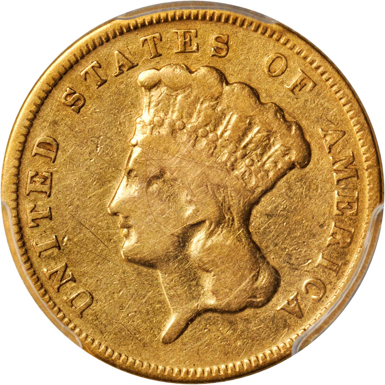 1874 Three-Dollar Gold Piece. Fine-12 (PCGS).