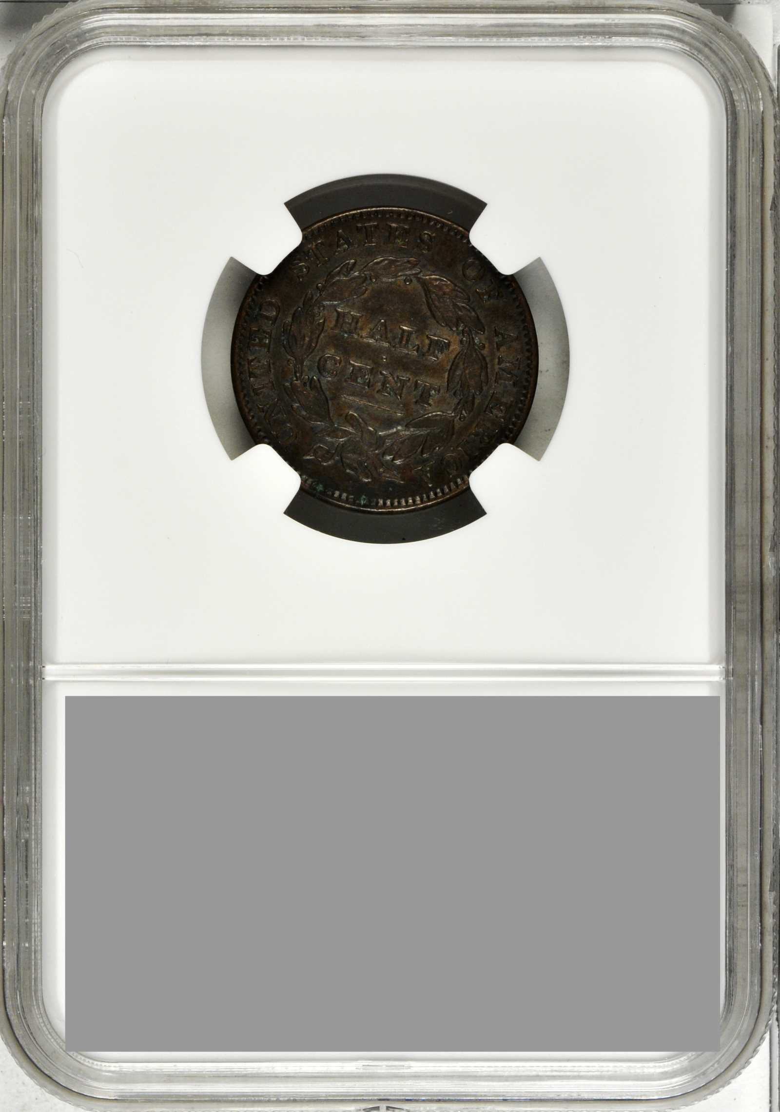 image for: 1835 Classic Head Half Cent. C-2. Rarity-1. Manley Die State 3.0. EF-45 BN (NGC).