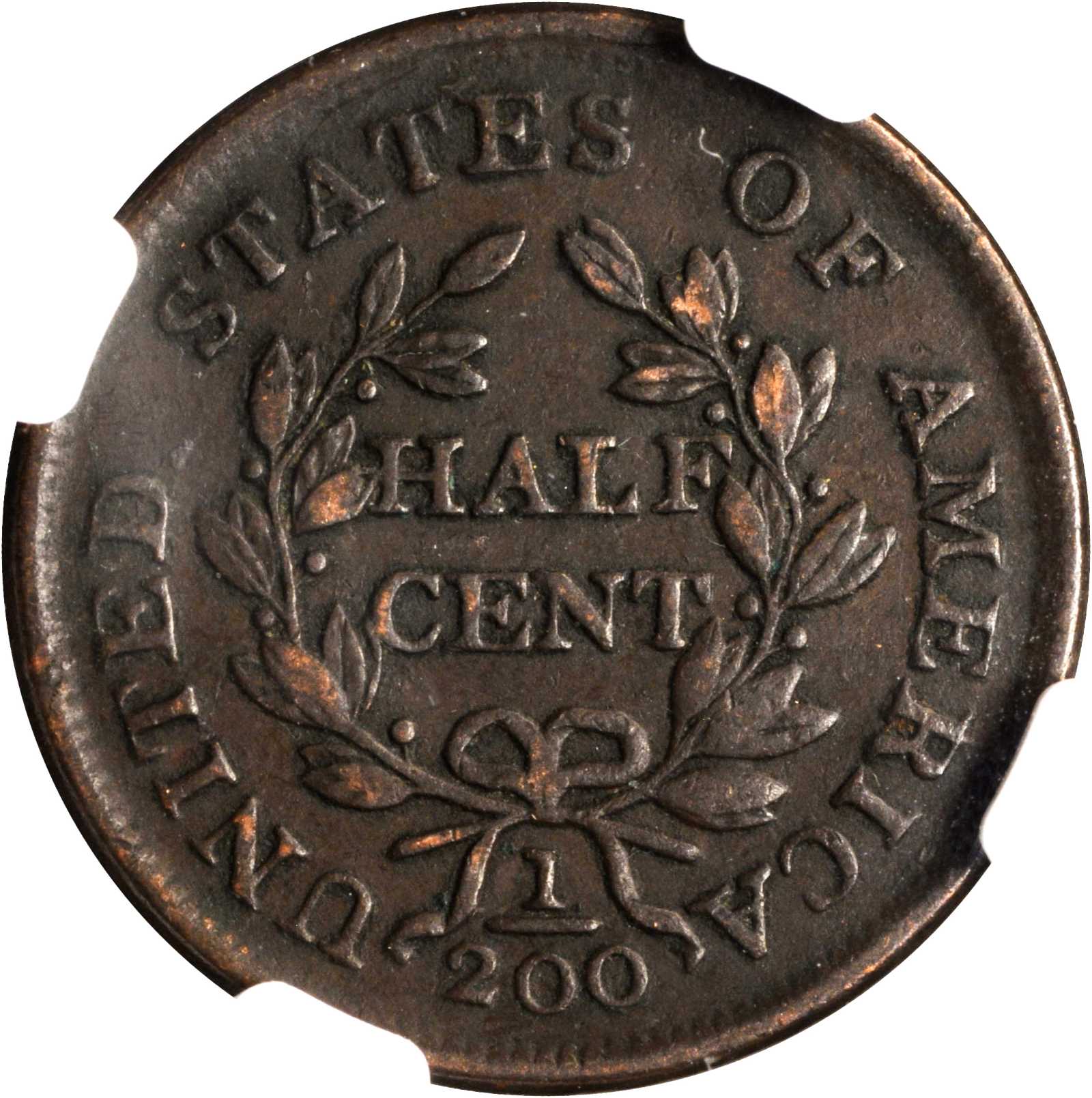 1804 1/2c Crosslet 4, Stems, C-9 MS BN VF35 BN thumbnail 5
