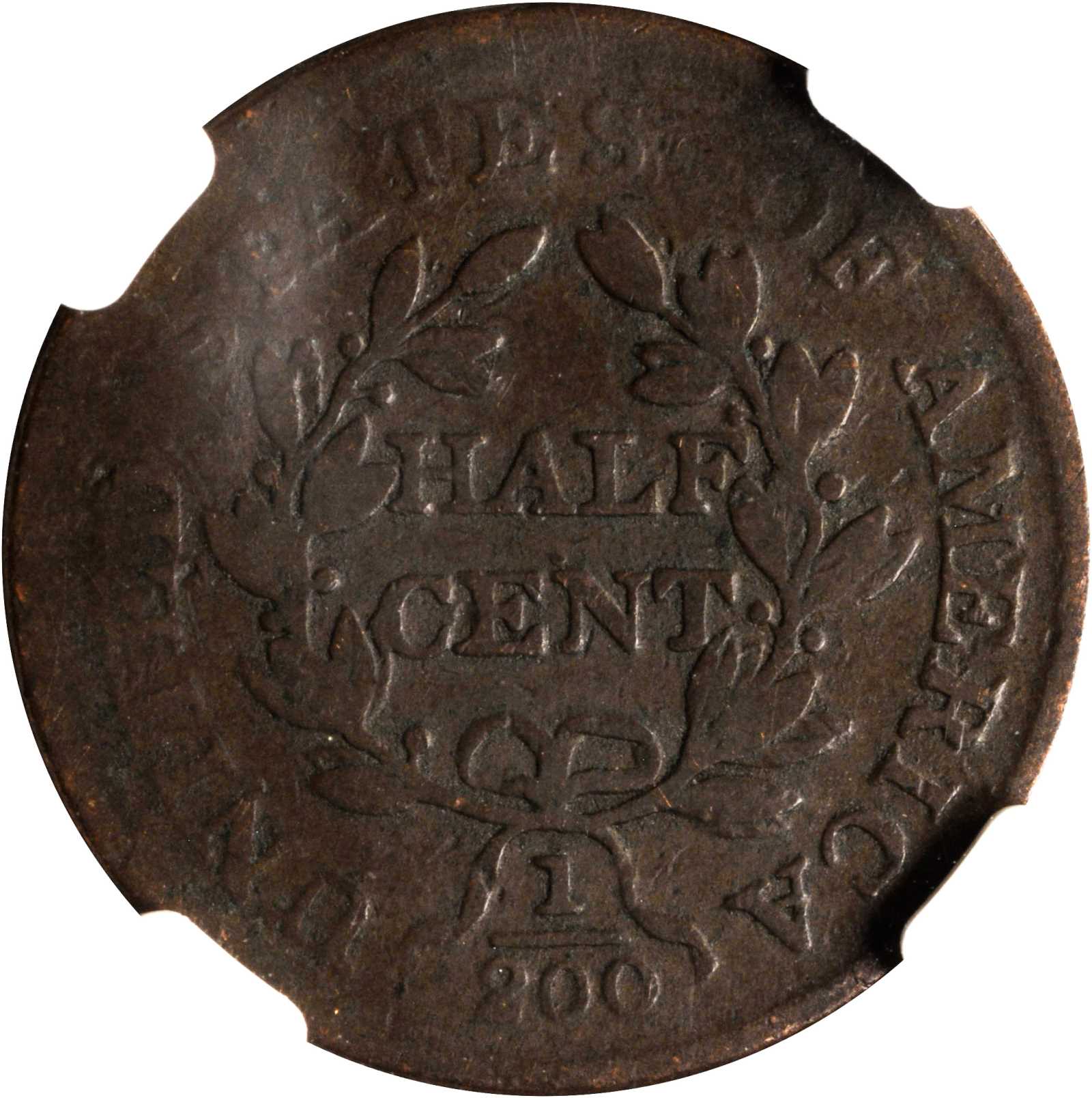 1804 1/2c Plain 4, No Stems, C-13 MS BN AG3 BN CAC thumbnail 8