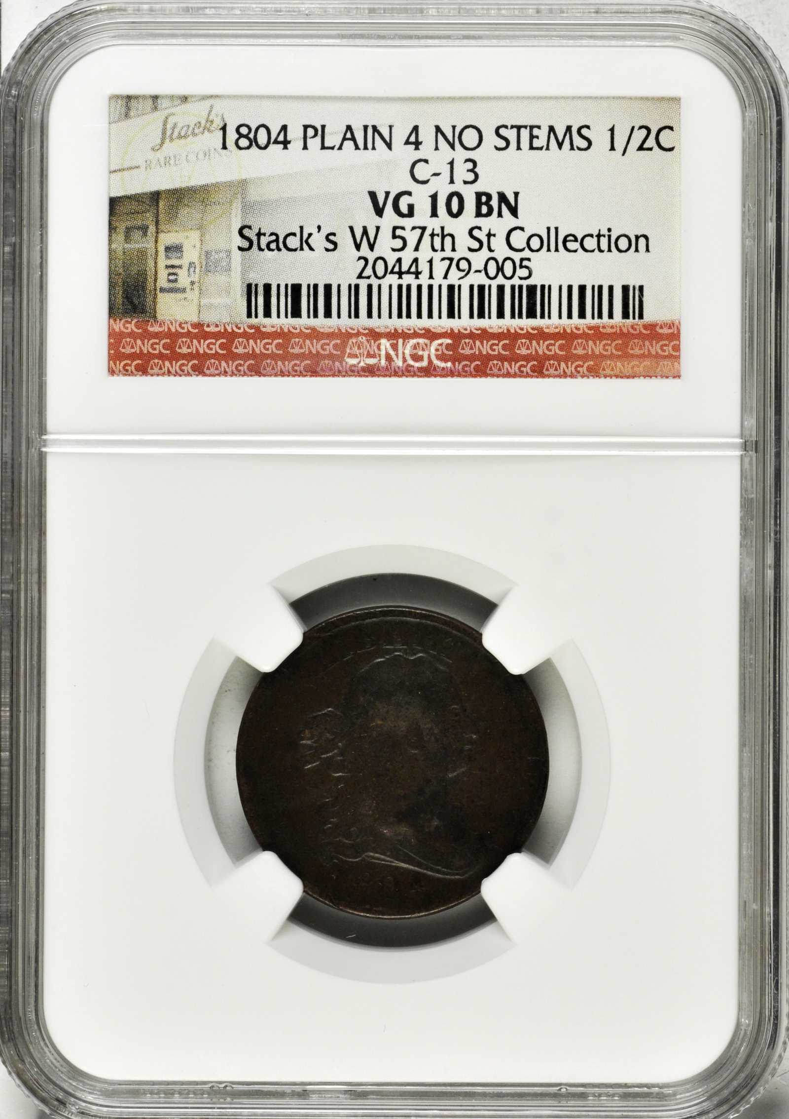 1804 1/2c Plain 4, No Stems, C-13 MS BN AG3 BN CAC thumbnail 10