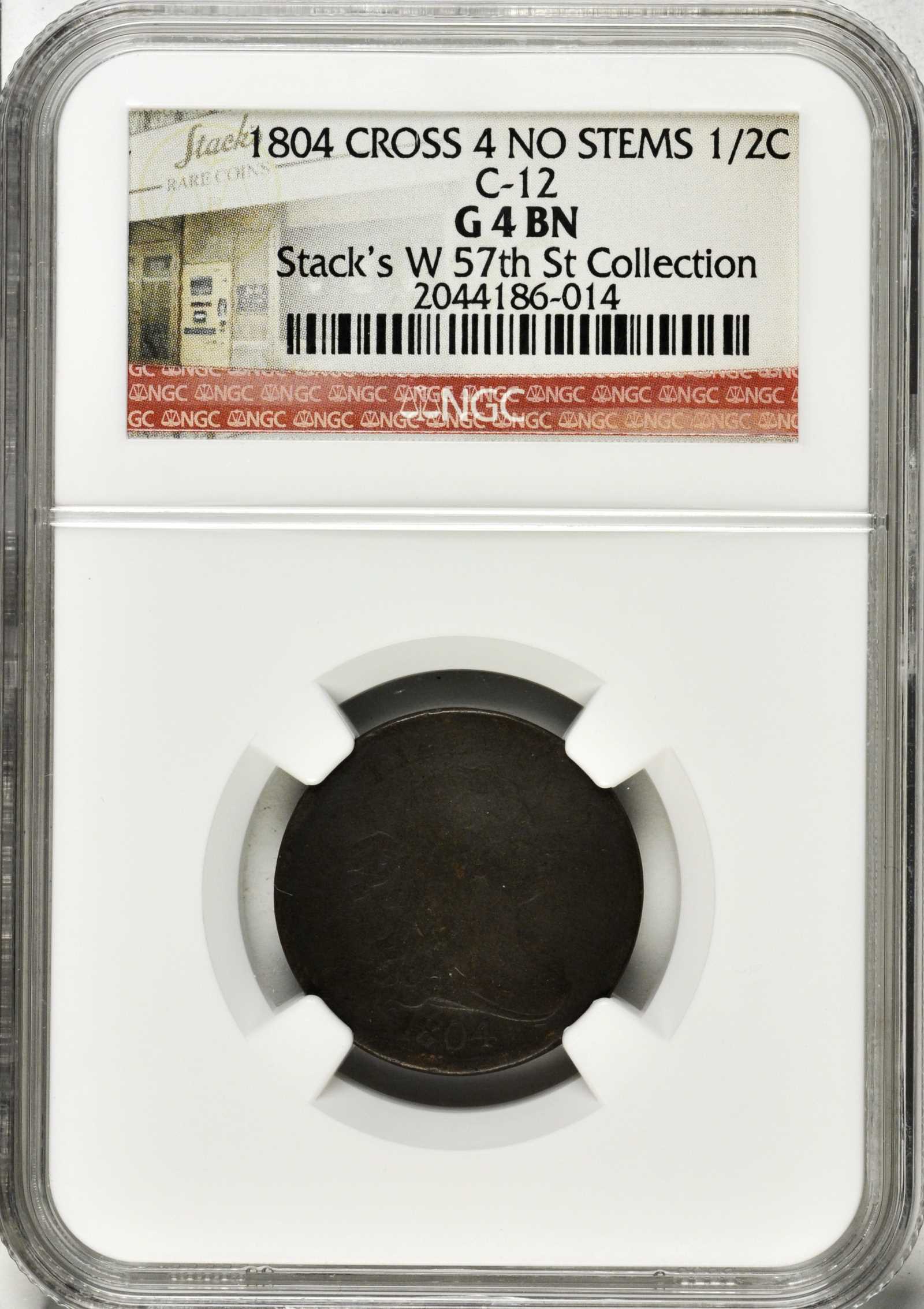 1804 1/2c Crosslet 4, No Stems, C-12 MS BN G6 BN thumbnail 4