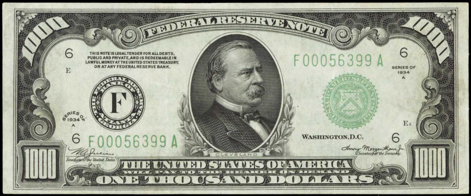 Fr. 2212-F. 1934A $1000 Federal Reserve Note. Atlanta. PCGS Choice About New 55.
