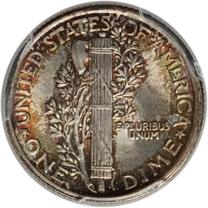 image for: 1916 10C MS67 PCGS. PCGS Population (5/0). NGC Census: (11/1). Mintage: 22,180,080. Numismedia Wsl. Price for problem free ...