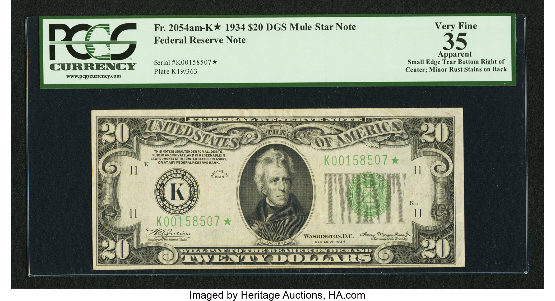 1934 $20 Dallas, Star Replacement (Fr. 2054K*)