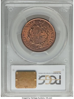 image for: 1820 1C Large Date, N-13, R.1, MS64+ Red and Brown PCGS. CAC....
