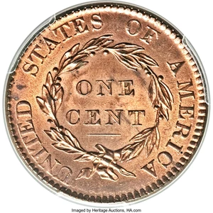 image for: 1820 1C Large Date, N-13, R.1, MS64+ Red and Brown PCGS. CAC....