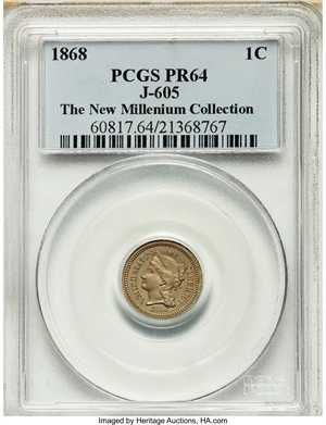 image for: 1868 1C One Cent, Judd-605, Pollock-670, R.5, PR64 PCGS....