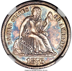 image for: 1876-CC 10C SP65 NGC. Fortin-121, R.8....