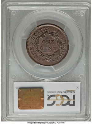 image for: 1817 1C 13 Stars, N-14, R.1, MS62 Brown PCGS. PCGS Population (2/3). NGC Census: (7/20). Mintage: 3,948,400. ...