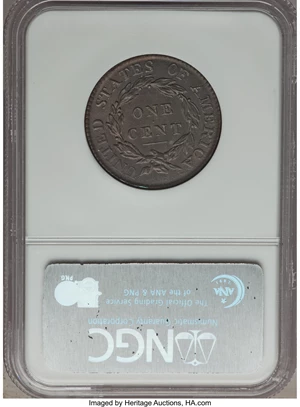 image for: 1819/(8) 1C Large Date, N-2, R.1, MS62 NGC. NGC Census: (3/1). PCGS Population (3/3). ...
