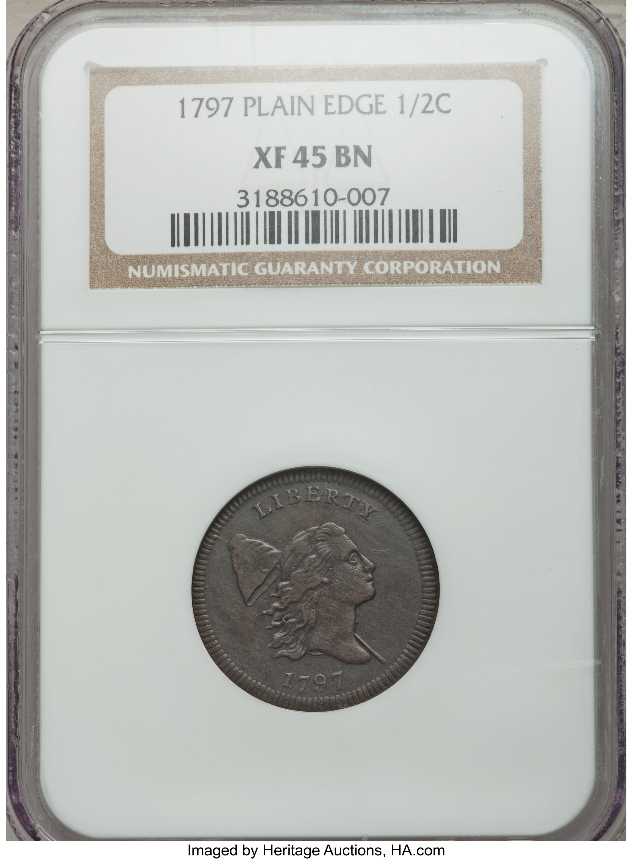 1797 1/2c Plain Edge, Centered Head, C-2 MS BN MS65 BN thumbnail 22