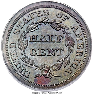 1857 1/2C, BN (Regular Strike) Braided Hair Half Cent - PCGS CoinFacts