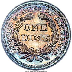 image for: 1854 10C Arrows PR65 PCGS. CAC. Fortin-111....