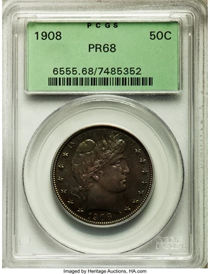 image for: 1908 50C PR68 PCGS....