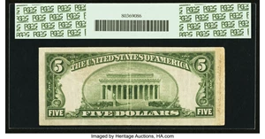 image for: Fr. 1956-G* $5 1934 Dark Green Seal Mule Federal Reserve Star Note. PCGS Very Fine 20....