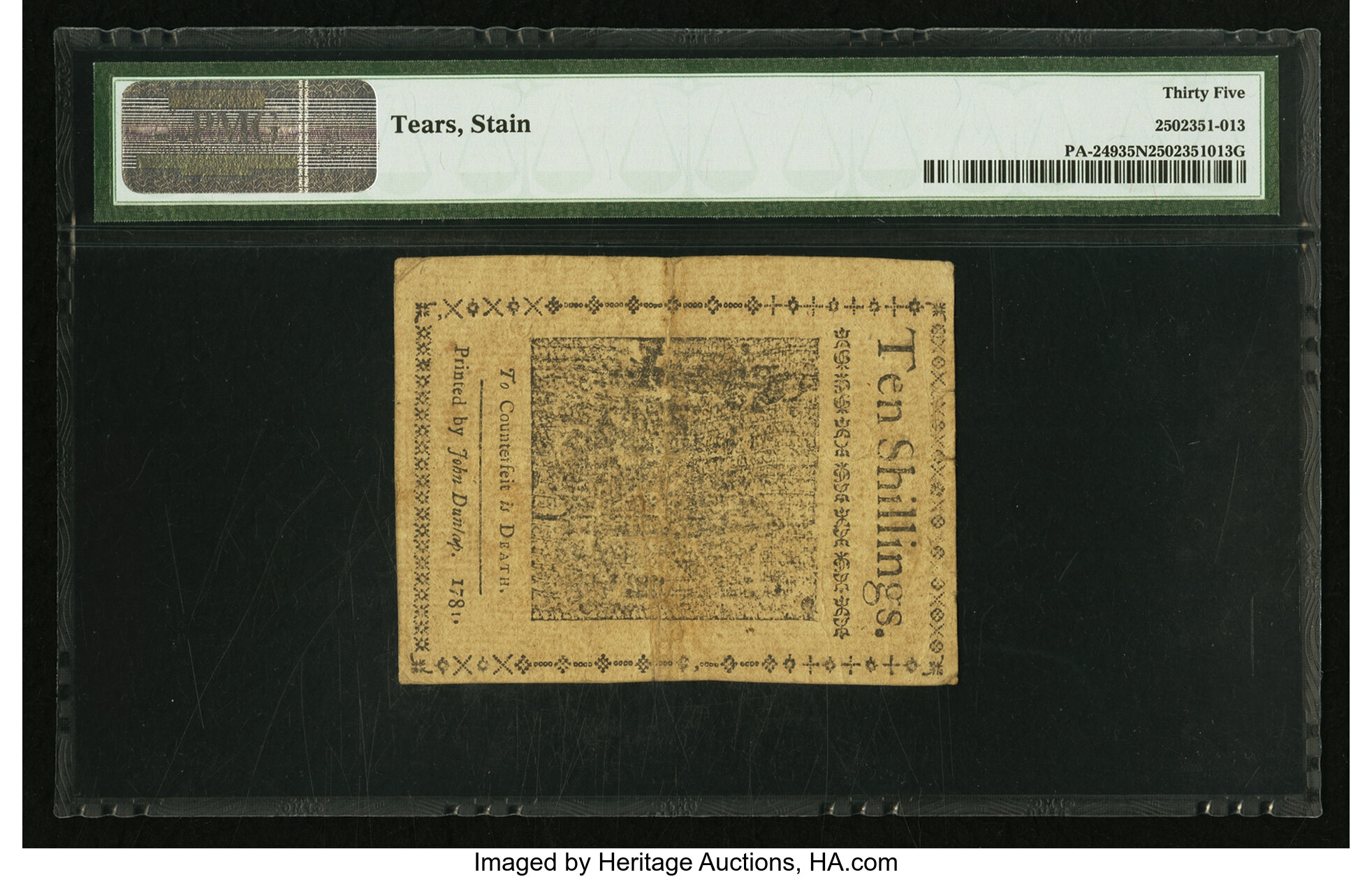 image for: Pennsylvania April 20, 1781 10s PMG Choice Very Fine 35 Net....
