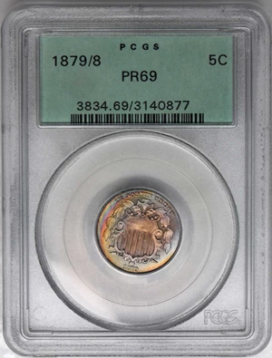 image for: 1879/8 Shield Nickel. Proof-69 (PCGS). OGH.
