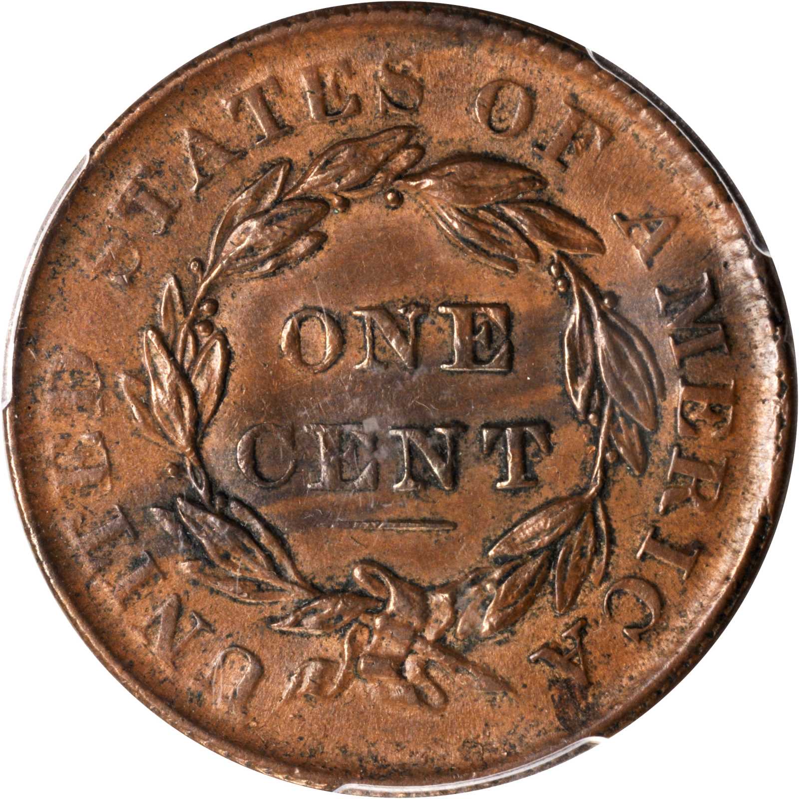 image for: 1835 Matron Head Cent. N-6. Rarity-1. Noyes Die State C/B. Small 8 and Stars. AU-58 (PCGS).