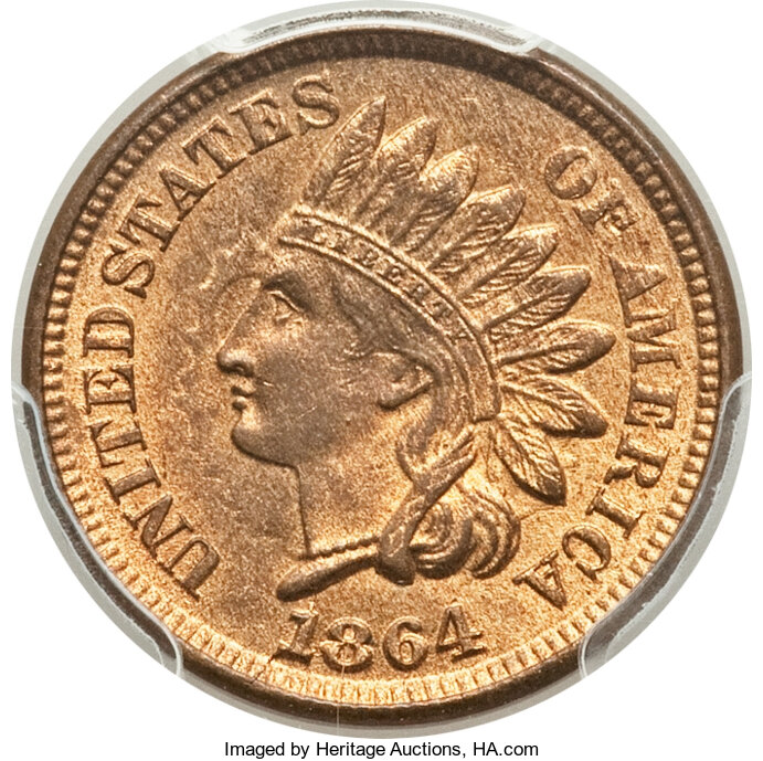 image for: 1864 1C One Cent, Judd-356, Pollock-426, Low R.6, MS64 PCGS. CAC....