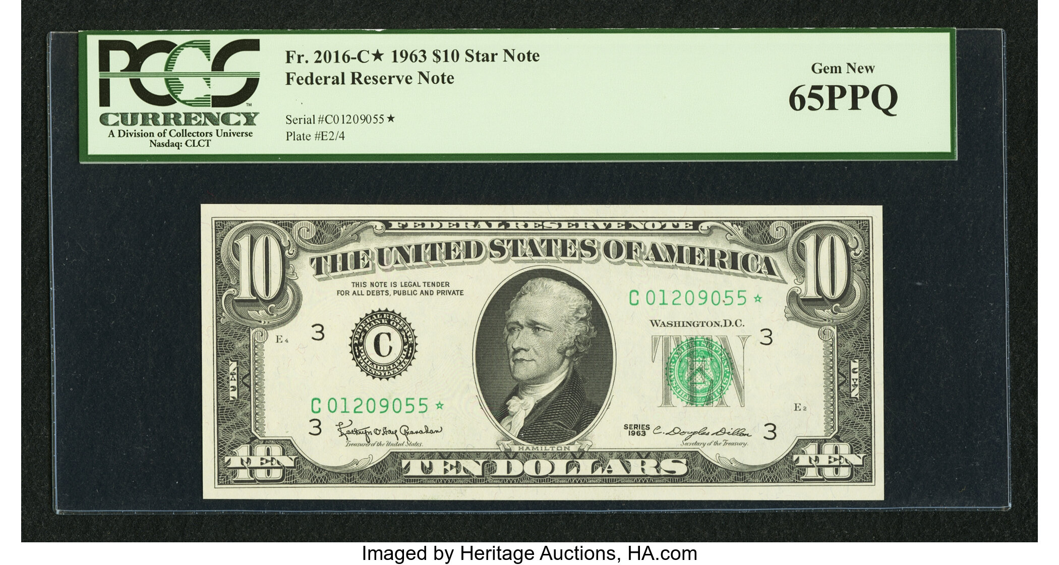 image for: Fr. 2016-C* $10 1963 Federal Reserve Star Note. PCGS Gem New 65PPQ....