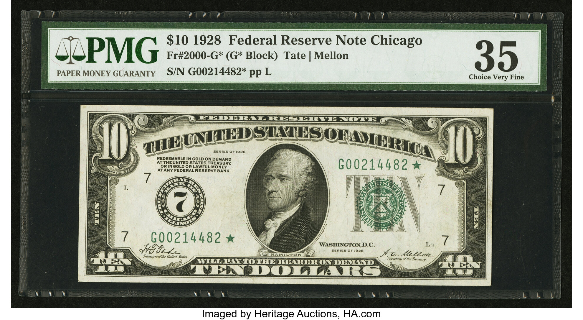 image for: Fr. 2000-G* $10 1928 Federal Reserve Note. PMG Choice Very Fine 35....