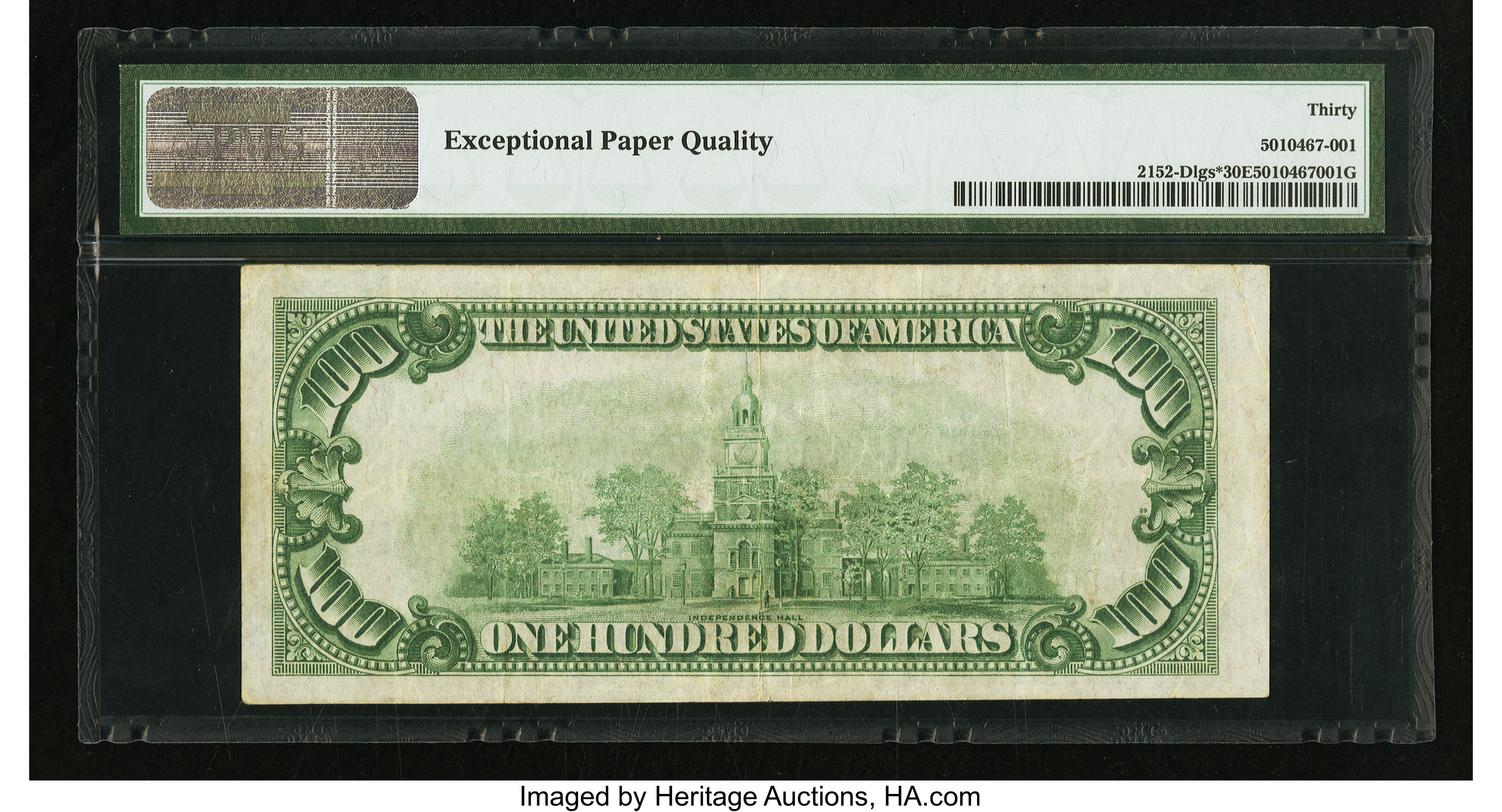 image for: Low Serial Number D00000487* Fr. 2152-D* $100 1934 Light Green Seal Federal Reserve Note. PMG Very Fine 30 EPQ....