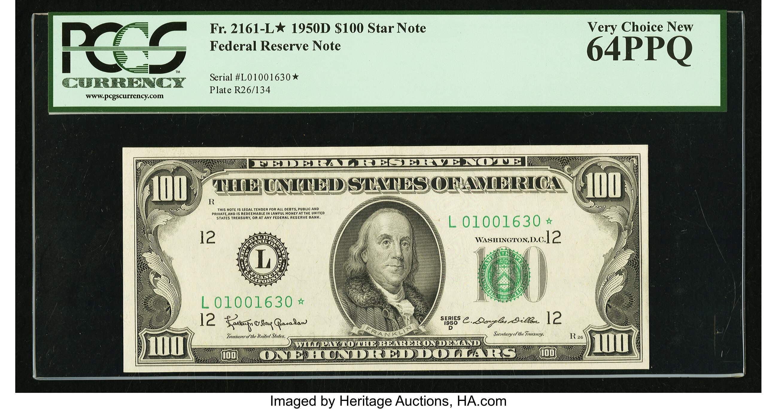 image for: Fr. 2161-L* $100 1950D Federal Reserve Star Note. PCGS Very Choice New 64PPQ....