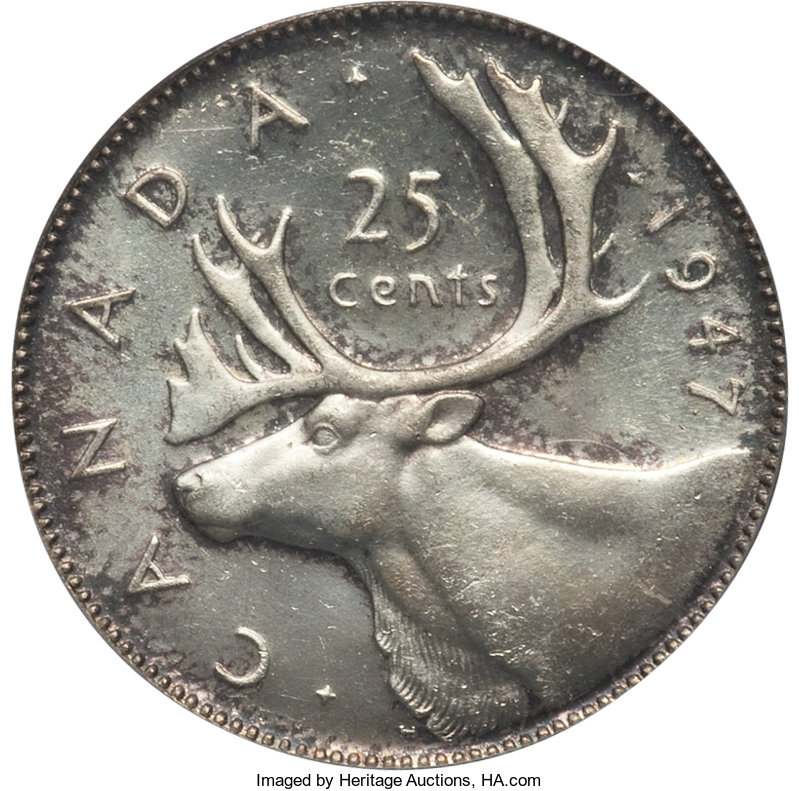 image for: George VI 25 Cents 1947 MS63 PCGS