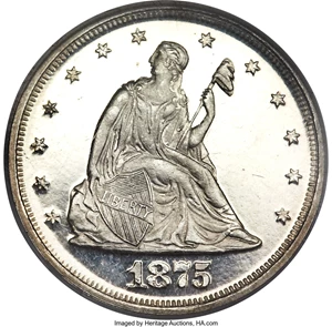 image for: 1875 20C PR67 Cameo NGC....