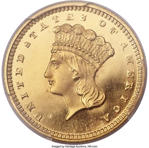 image for: 1856 G$1 Slanted 5 PR66+ Deep Cameo PCGS....