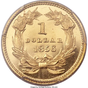 image for: 1856 G$1 Slanted 5 PR66+ Deep Cameo PCGS....